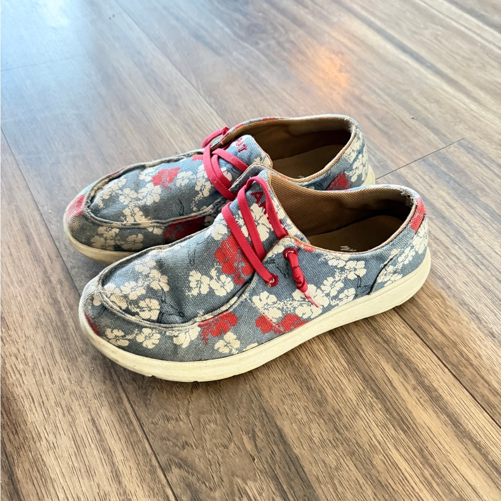Ariat Kids Sneakers with Red and White Floral Design